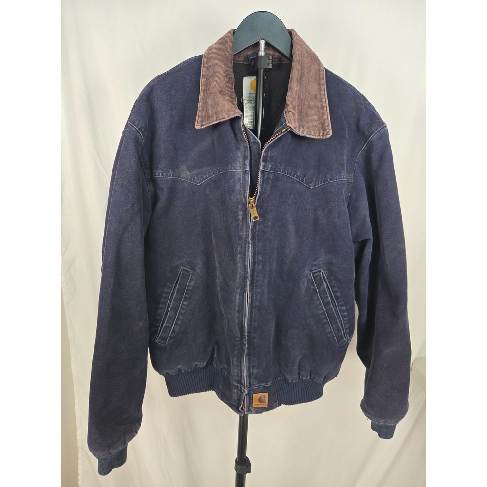 Vintage 2004 Carhartt J14 MDT Santa Fe Jacket Mens Large Faded Navy Distressed